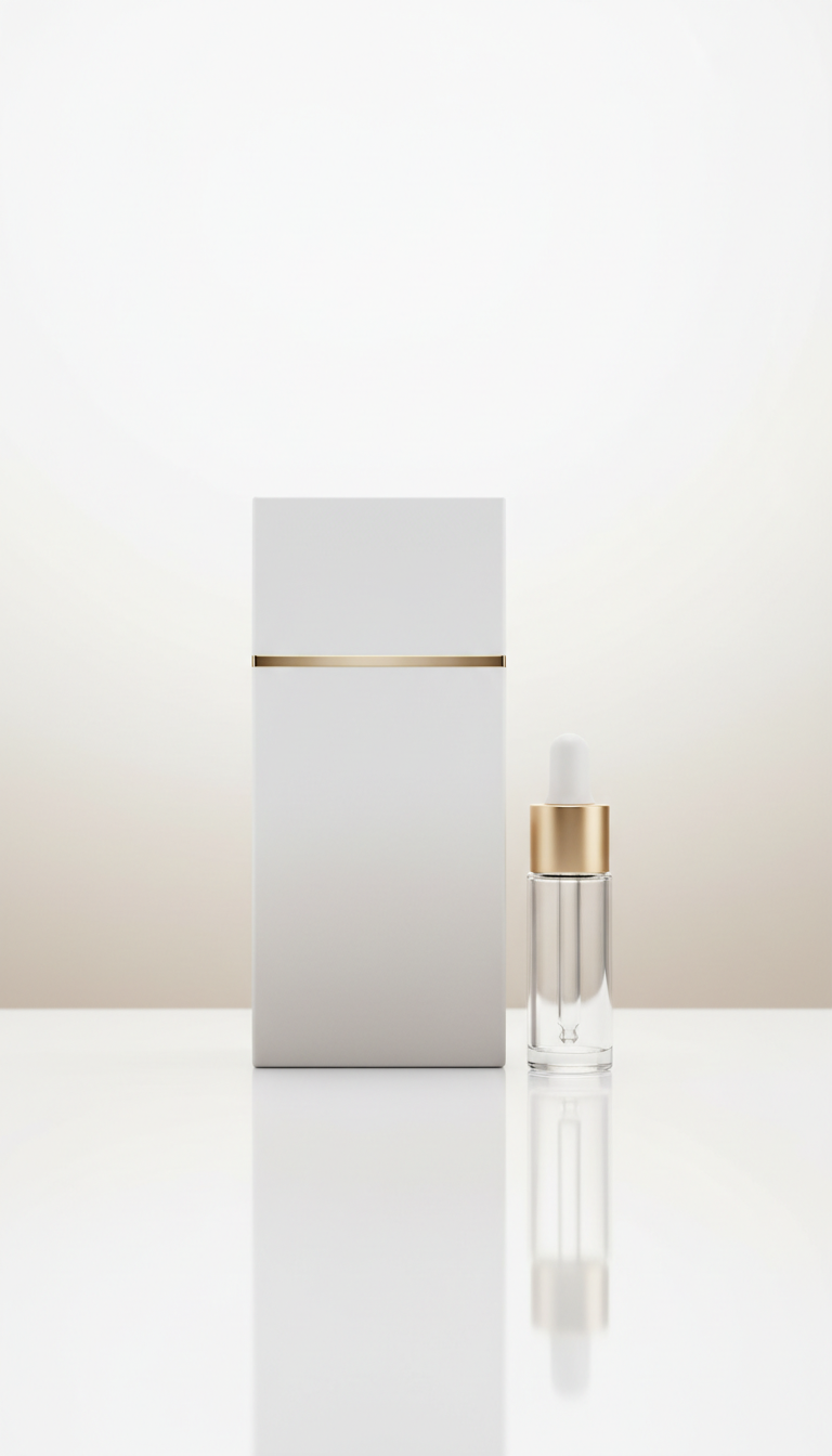 Minimalist packaging with satin gold line